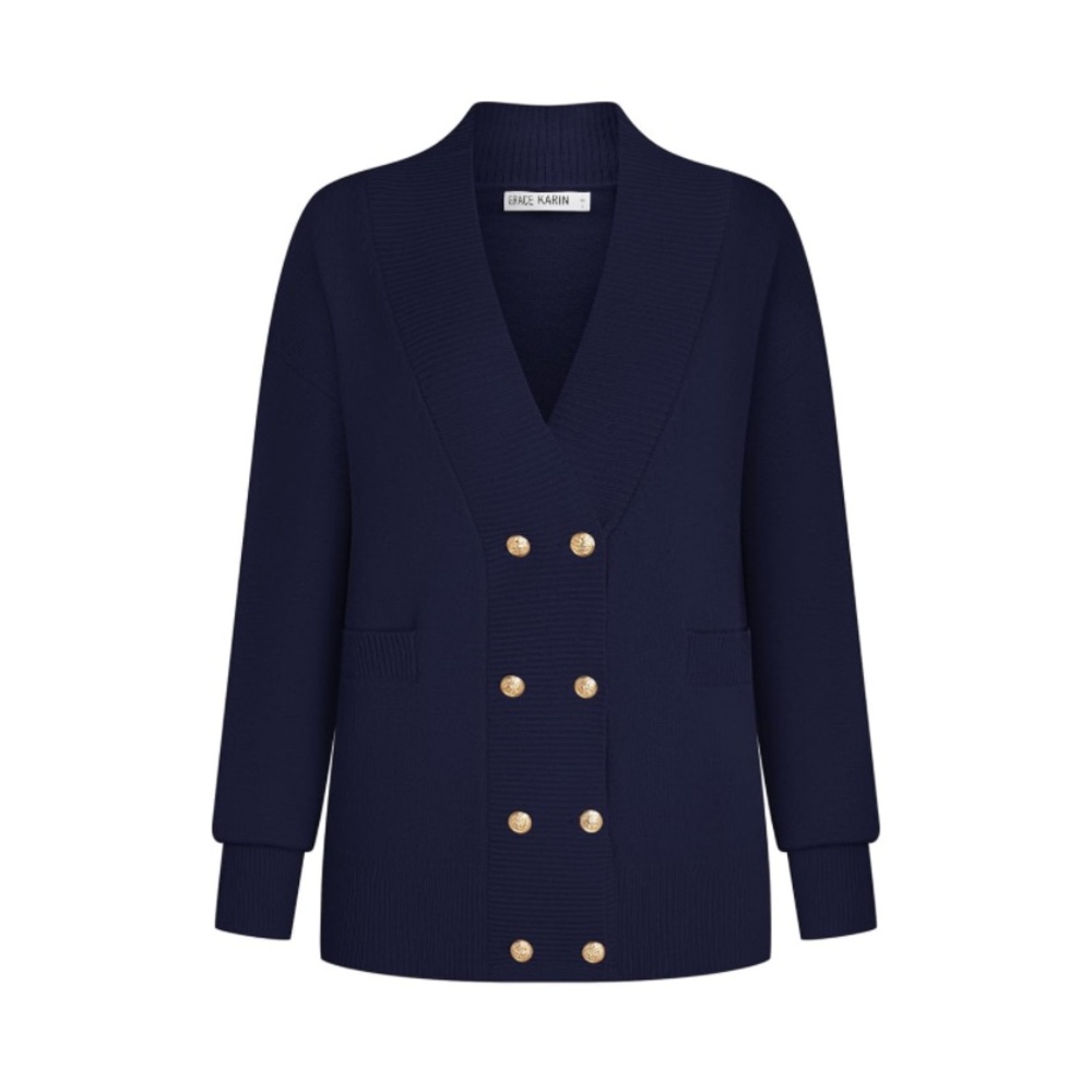 NWT Navy XL Cardigan Double-breasted with gold-colored buttons